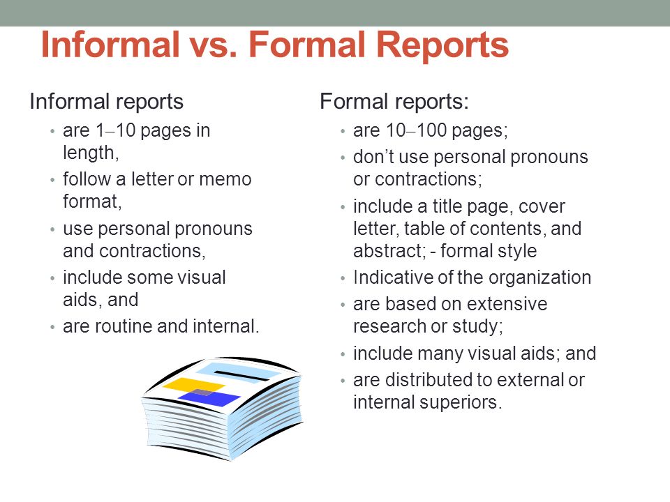 Format for informal report